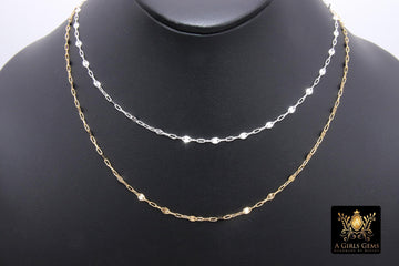 14 K Gold Filled Paperclip Sequin Choker 925 Sterling Silver Starburst Necklace Adjustable